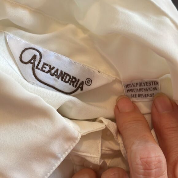Vtg 70s Alexandria white polyester blouse - Picture 8 of 10